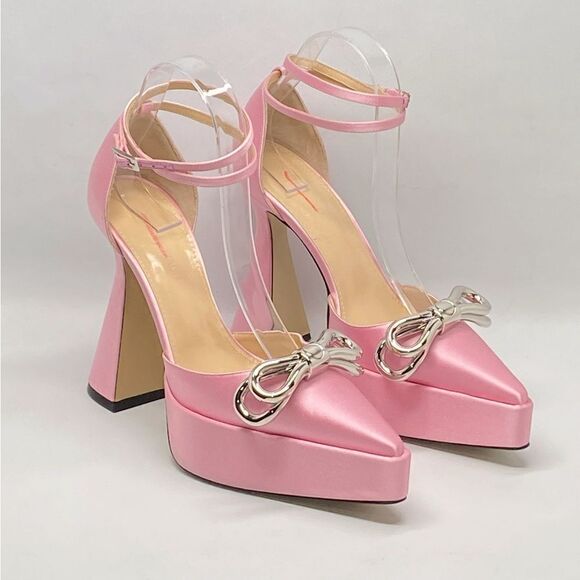 Mach & Mach Double Bow Satin Platform Pumps size 38 - Picture 2 of 11
